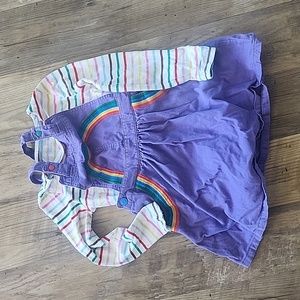 Mini Boden size 7/8 purple jumper and long sleeve rainbow shirt